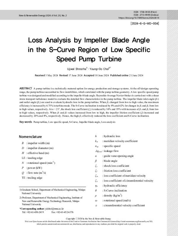 (PDF) Loss Analysis by Impeller Blade Angle in the S-Curve Region of ...