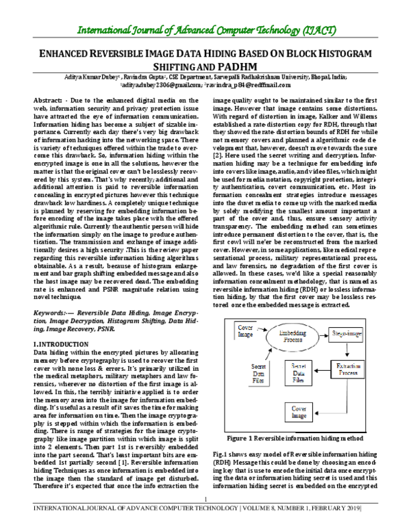 (PDF) Enhanced Reversible Image Data Hiding Based on Block Histogram ...