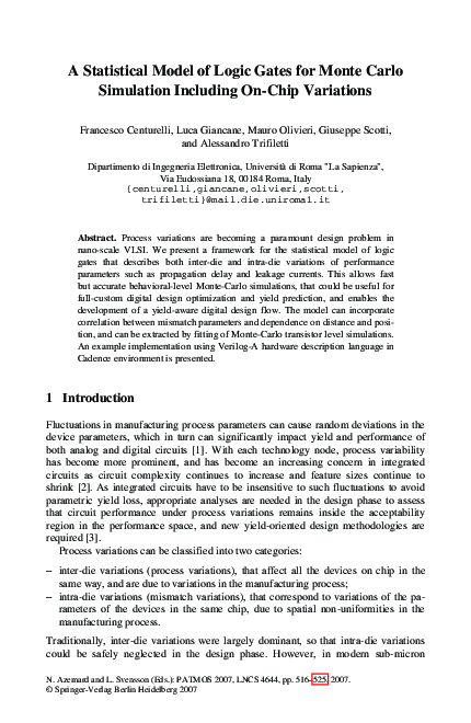 (PDF) A Statistical Model of Logic Gates for Monte Carlo Simulation ...