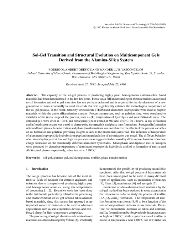 (PDF) Sol-Gel transition and structural evolution on multicomponent ...