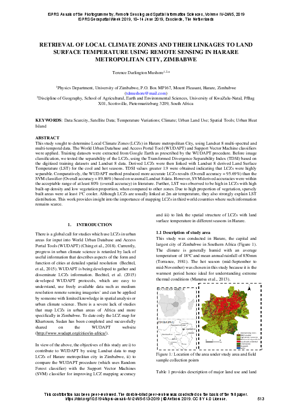 (PDF) Retrieval of Local Climate Zones and Their Linkages to Land ...
