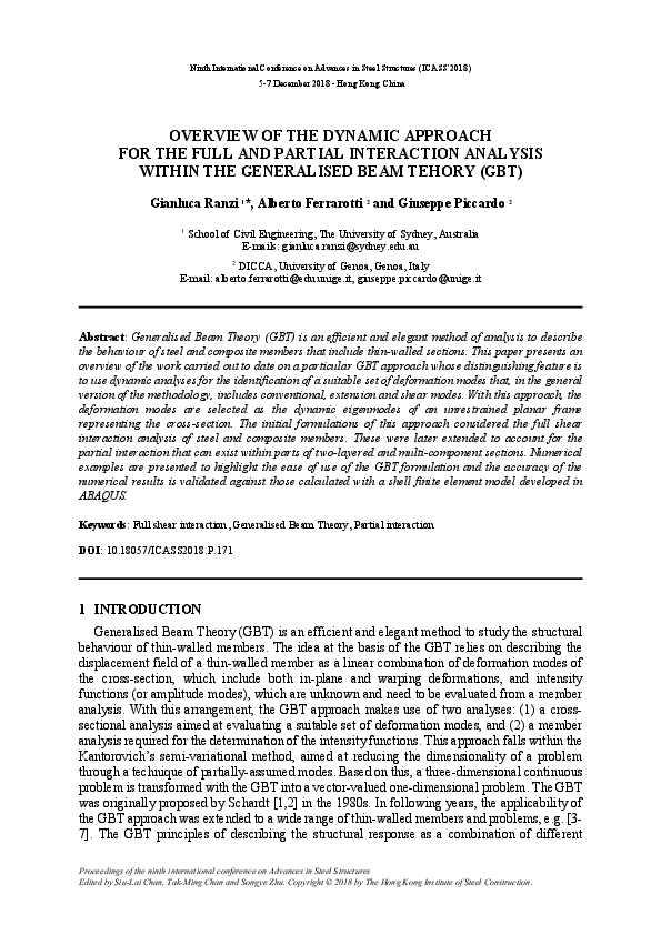 (PDF) Overview of the Dynamic Approach for the Full and Partial ...