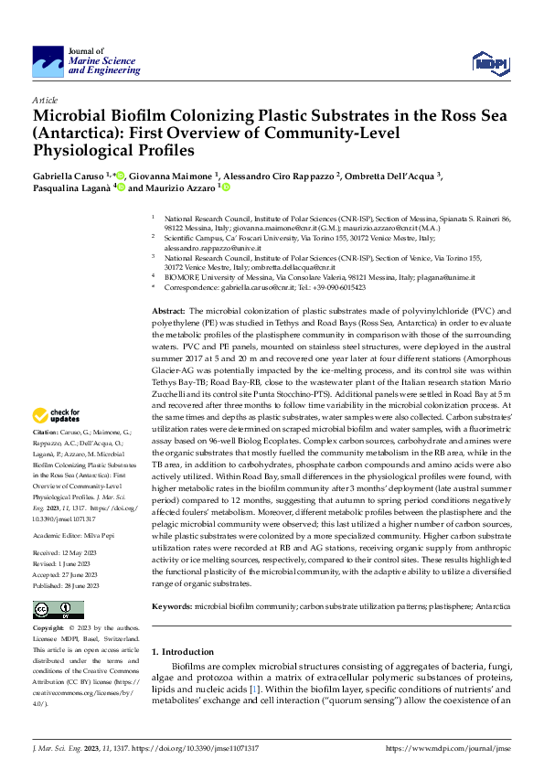 (PDF) Microbial Biofilm Colonizing Plastic Substrates in the Ross Sea ...