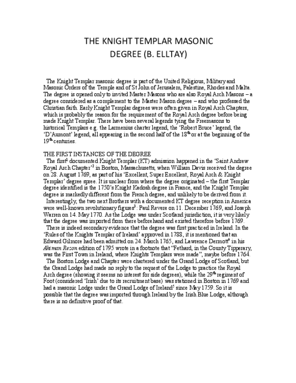 (PDF) The Knight Templar degree