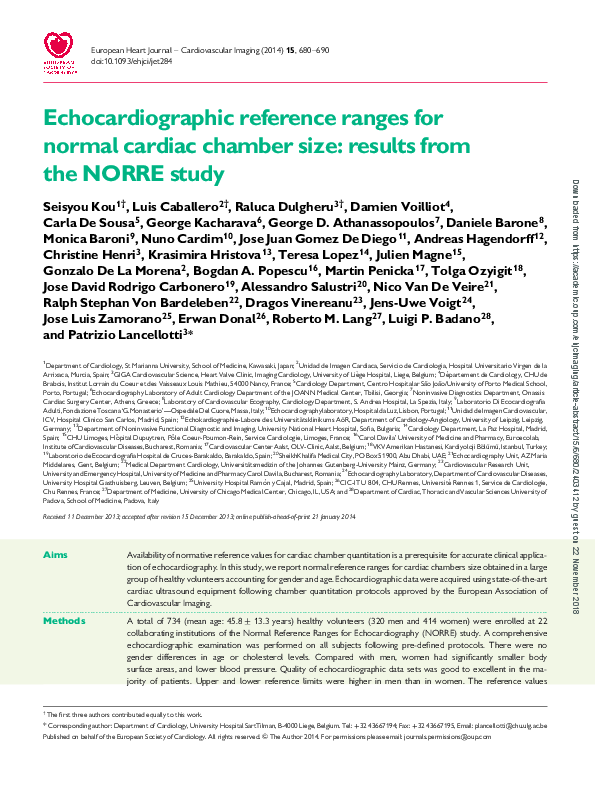 (PDF) Echocardiographic reference ranges for normal cardiac chamber ...