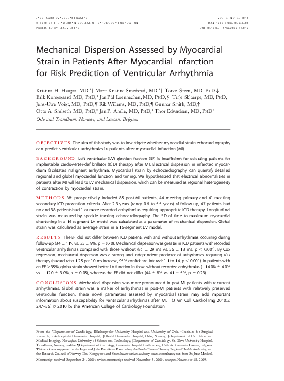 (PDF) Mechanical Dispersion Assessed by Myocardial Strain in Patients ...