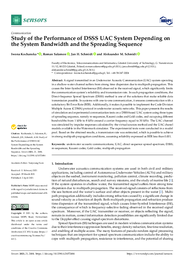 (PDF) Study of the Performance of DSSS UAC System Depending on the ...