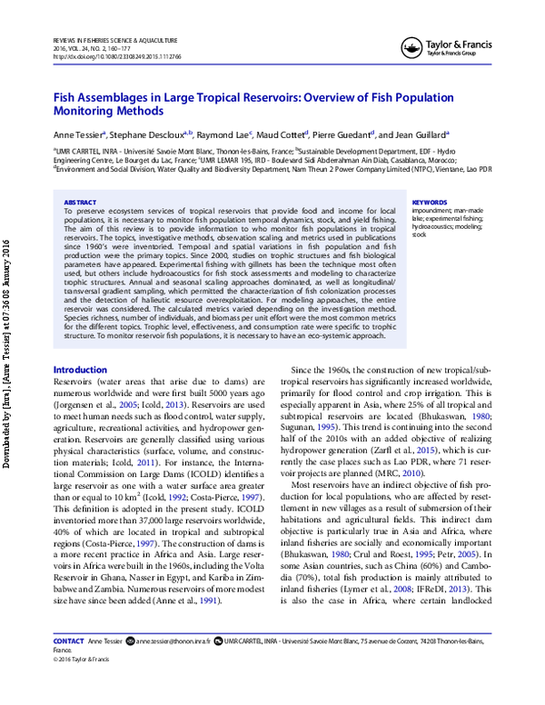 (PDF) Fish Assemblages in Large Tropical Reservoirs: Overview of Fish ...