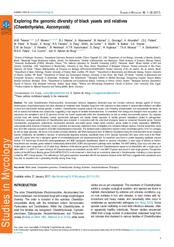 (PDF) Exploring the genomic diversity of black yeasts and relatives ...