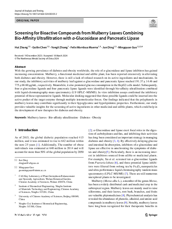 (PDF) Screening for Bioactive Compounds from Mulberry Leaves Combining ...