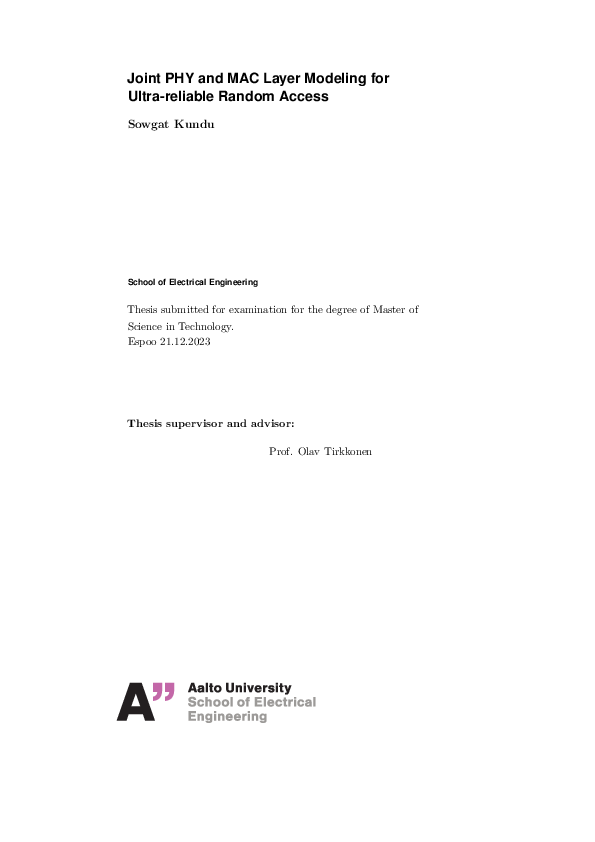 (PDF) Joint PHY and MAC Layer Modeling for Ultra reliable Random Access