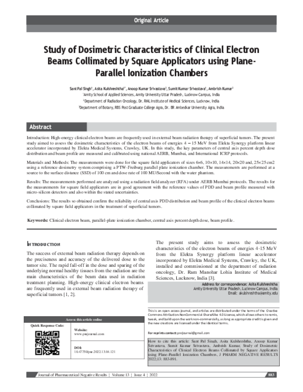 (PDF) Study of Dosimetric Characteristics of Clinical Electron Beams ...