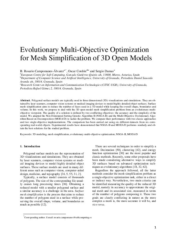 (PDF) Evolutionary multi-objective optimization for mesh simplification ...