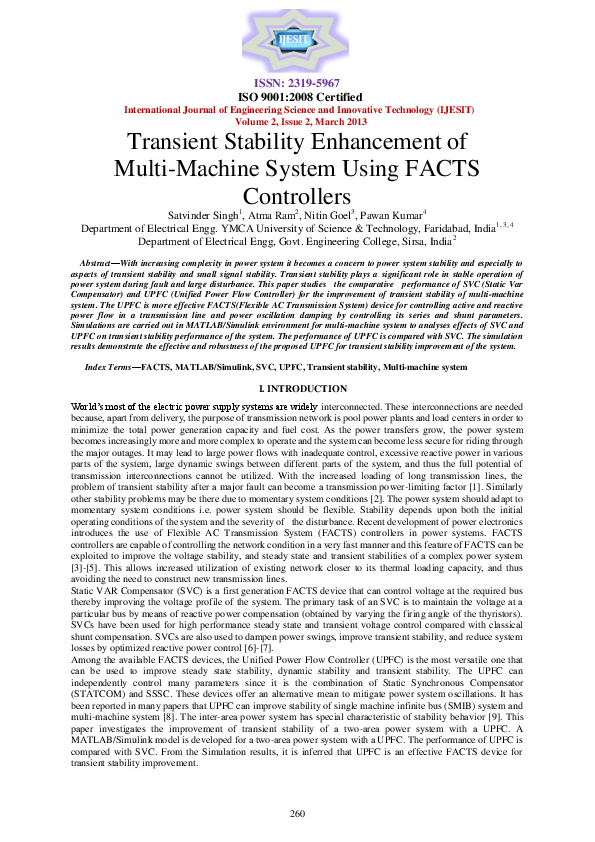 (PDF) Transient Stability Enhancement of Multi-Machine System Using ...