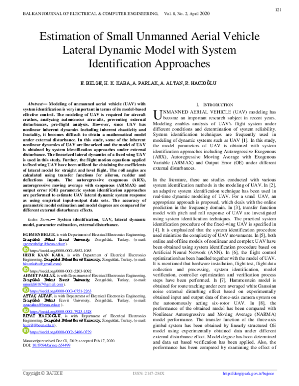 (PDF) Estimation of Small Unmanned Aerial Vehicle Lateral Dynamic Model ...