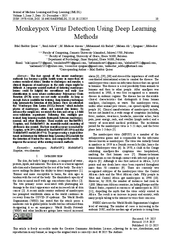 (PDF) Monkeypox Virus Detection Using Deep Learning Methods