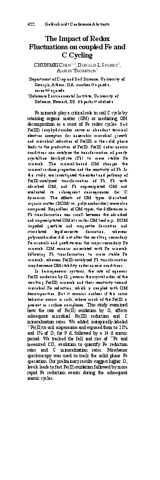 (PDF) The Impact of Redox Fluctuations on coupled Fe and C Cycling
