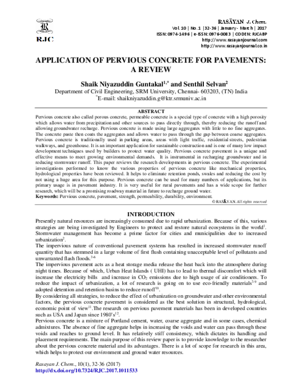 (PDF) Application of Pervious Concrete for Pavements: A Review