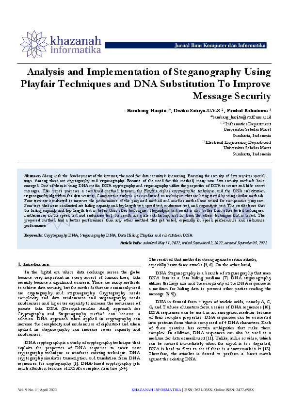 (PDF) Analysis and Implementation of Steganography Using Playfair ...