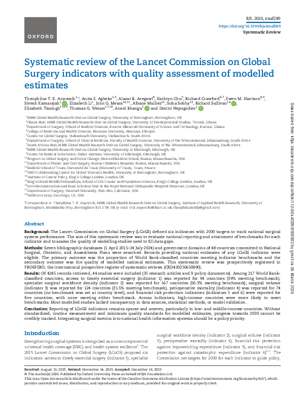 (PDF) Systematic review of the Lancet Commission on Global Surgery ...