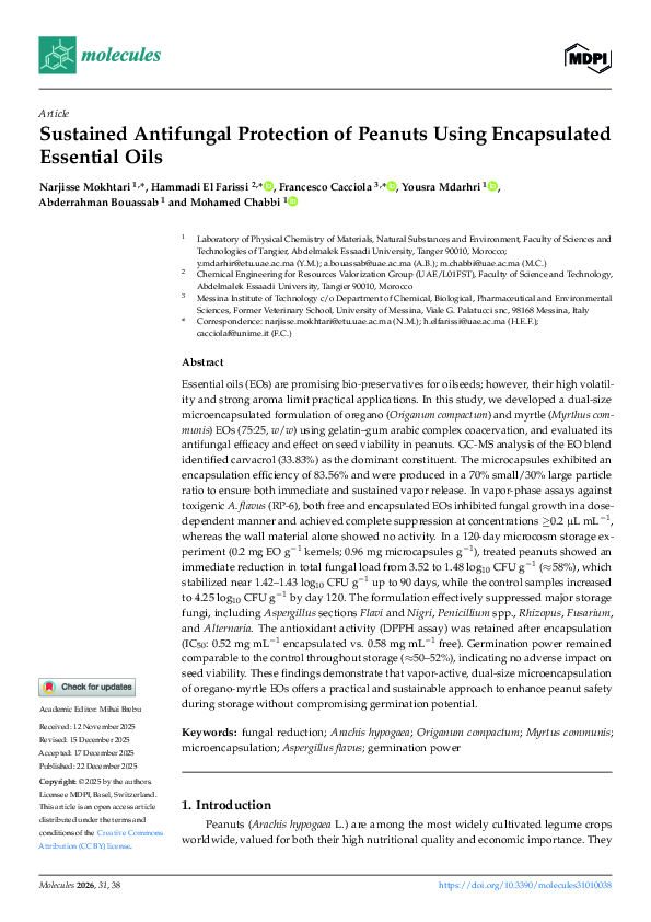 (PDF) Sustained Antifungal Protection of Peanuts Using Encapsulated ...