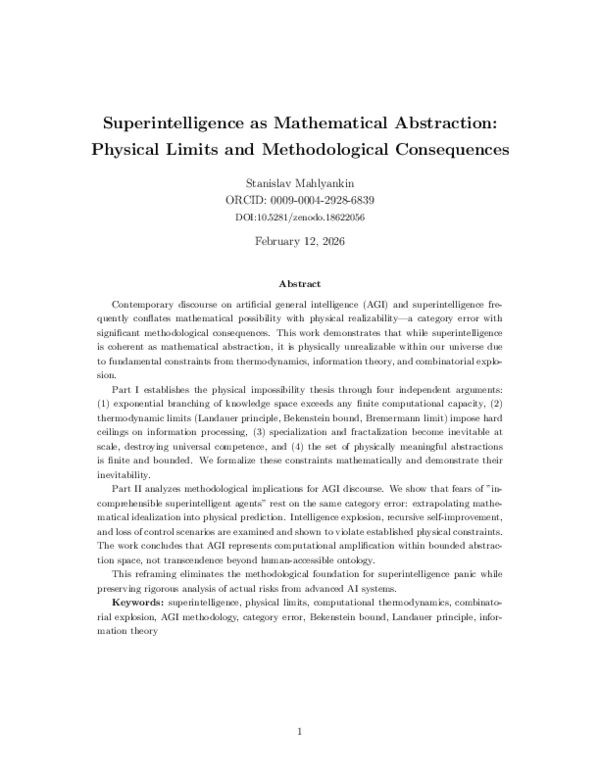 (PDF) Superintelligence as Mathematical Abstraction: Physical Limits ...