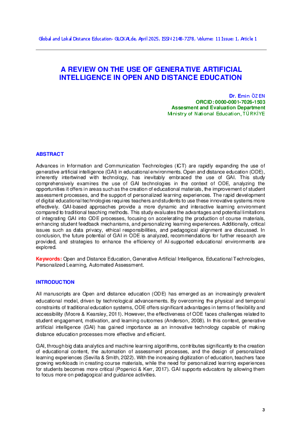 (PDF) A REVIEW ON THE USE OF GENERATIVE ARTIFICIAL INTELLIGENCE IN OPEN ...