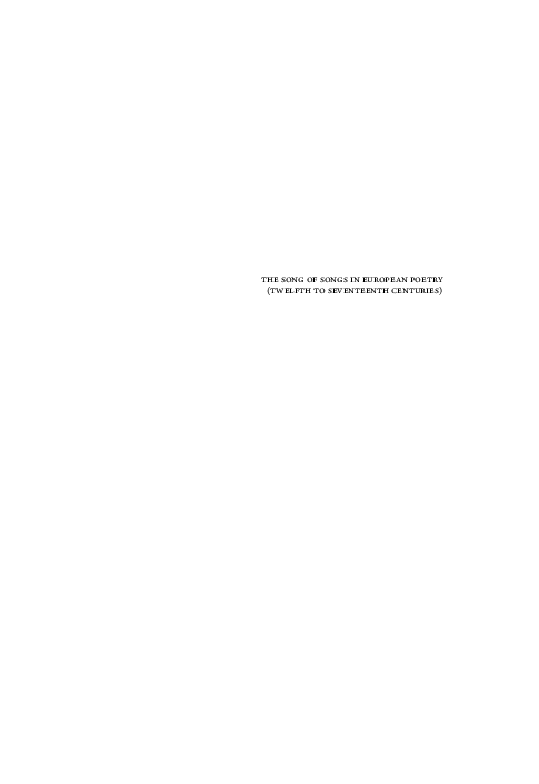 (PDF) “Versifying the Cantica Canticorum in the Context of Peter Riga’s ...