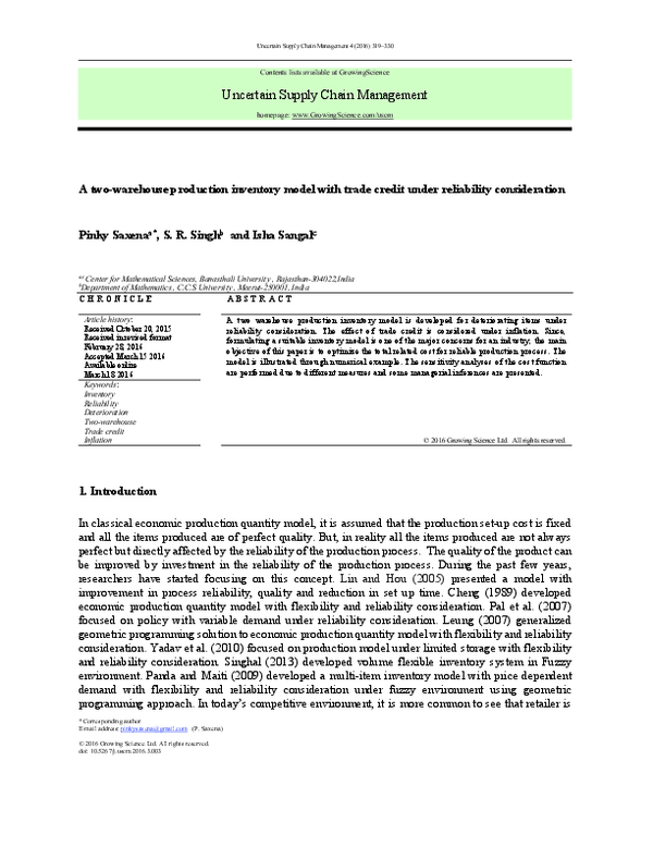 (PDF) A two-warehouse production inventory model with trade credit ...