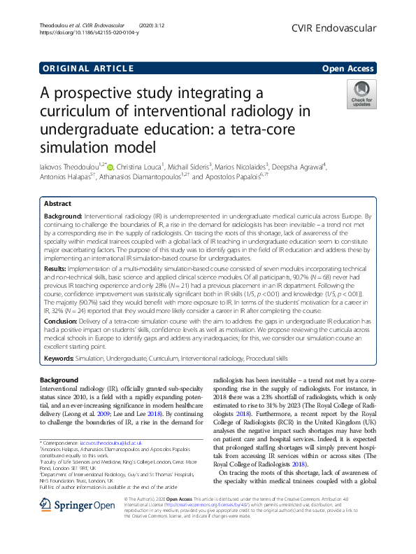 (PDF) A prospective study integrating a curriculum of interventional ...