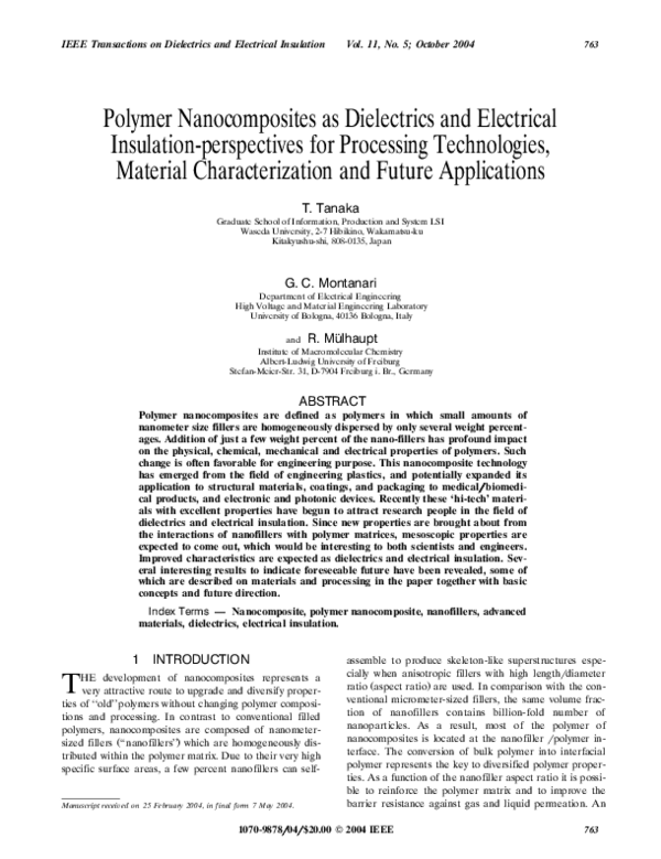 (PDF) Polymer nanocomposites as dielectrics and electrical insulation ...
