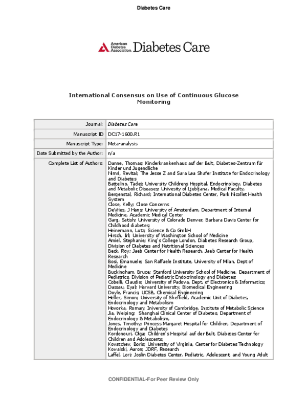(PDF) International Consensus on Use of Continuous Glucose Monitoring
