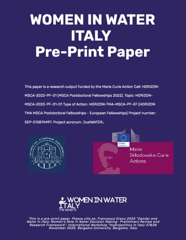 (PDF) Gender and water in Italy: women’s roles in water decision-making ...