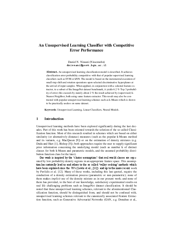 (PDF) An Unsupervised Learning Classifier with Competitive Error ...