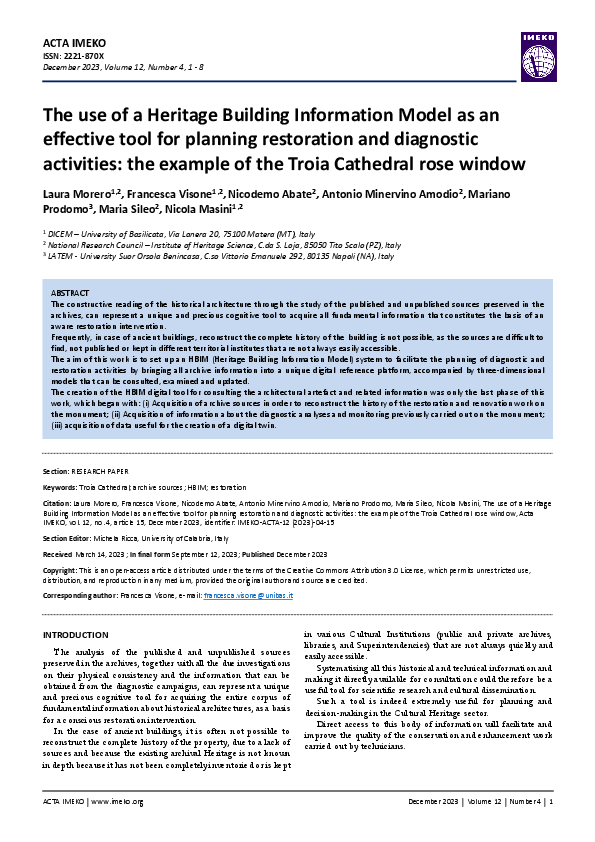 (PDF) The use of a Heritage Building Information Model as an effective ...
