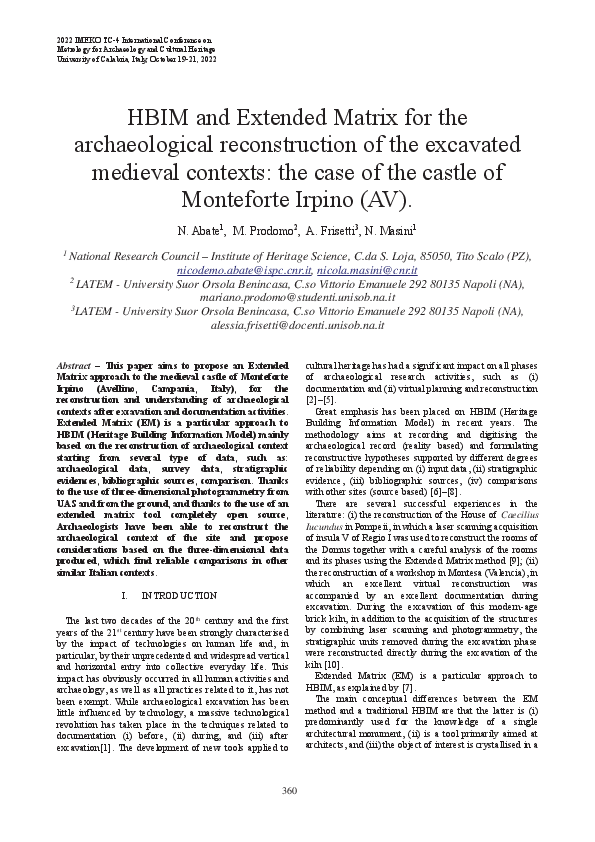 (PDF) HBIM and Extended Matrix for the archaeological reconstruction of ...