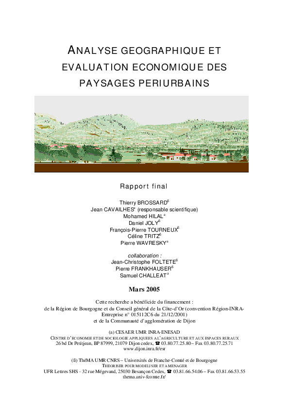 (PDF) Analyse géographique et évaluation économique des paysages ...