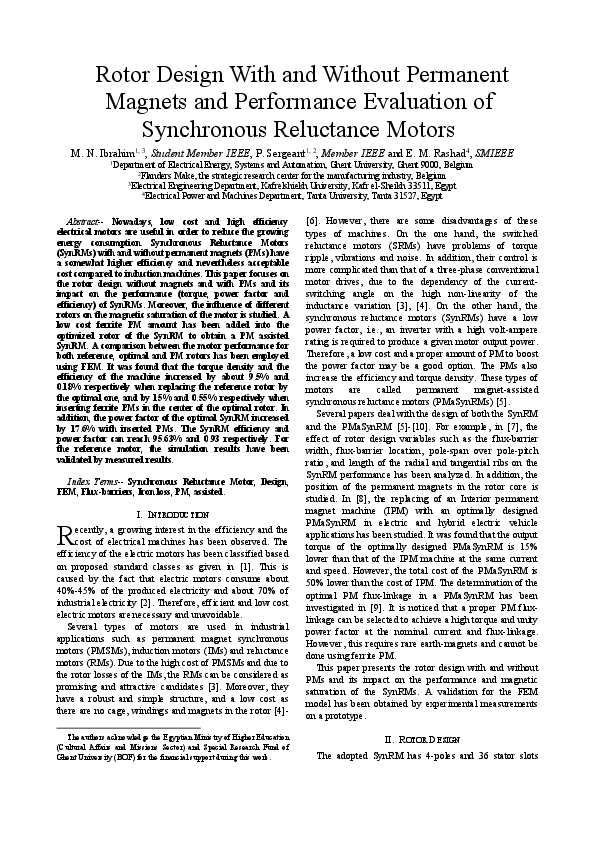 (PDF) Rotor design with and without permanent magnets and performance ...