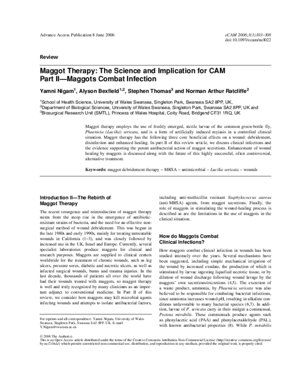 (PDF) Maggot Therapy: The Science and Implication for CAM Part II ...