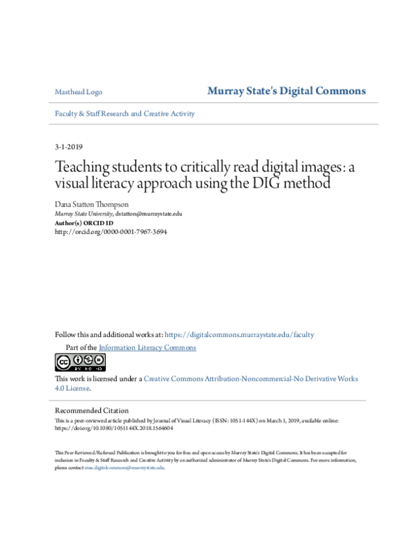 (PDF) Teaching students to critically read digital images: a visual ...