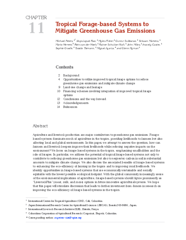 (PDF) Tropical Forage-based Systems to Mitigate Greenhouse Gas Emissions