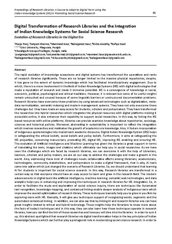 (PDF) Digital Transformation of Research Libraries and the Integration ...