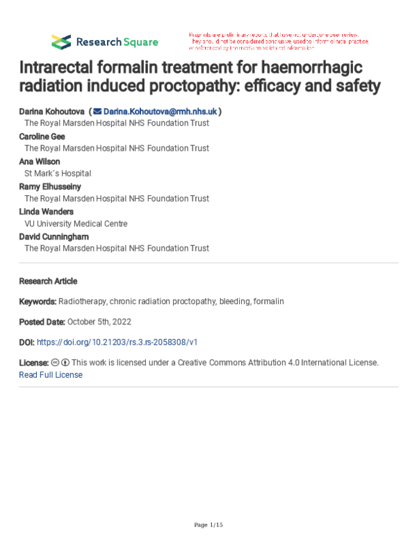 (PDF) Intrarectal formalin treatment for haemorrhagic radiation induced ...