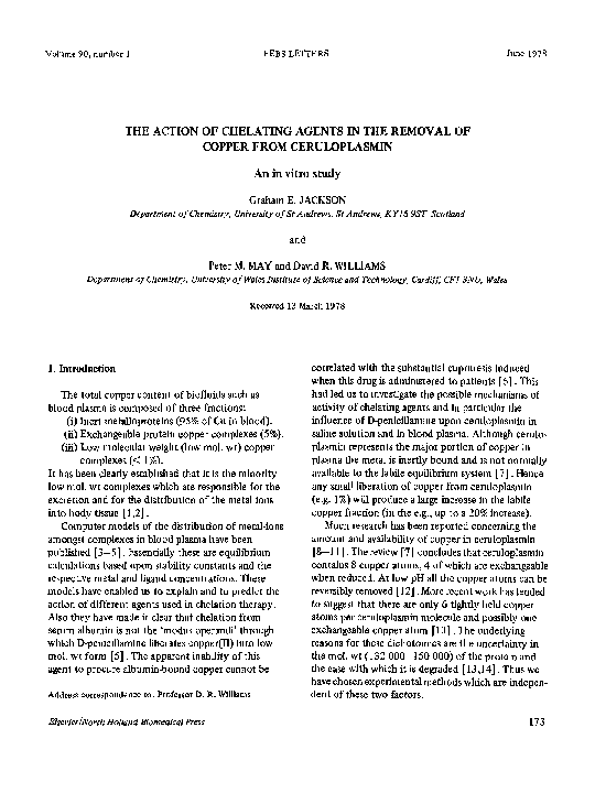 (PDF) The action of chelating agents in the removal of copper from ...
