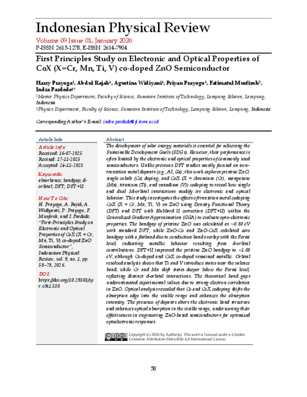 (PDF) First Principles Study on Electronic and Optical Properties of ...