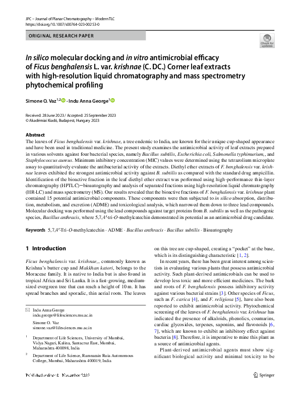 (PDF) In silico molecular docking and in vitro antimicrobial efficacy ...