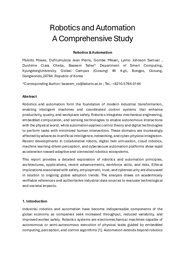 (PDF) Robotics and Automation A Comprehensive Study Robotics & Automation