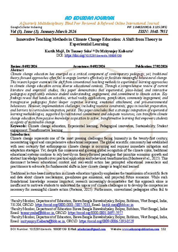 (PDF) Innovative Teaching Methods in Climate Change Education: A Shift ...