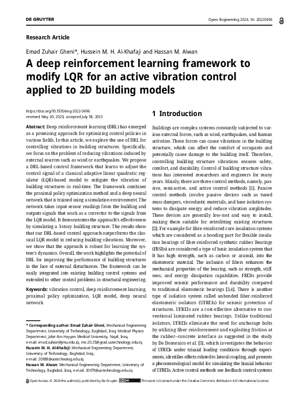 (PDF) A deep reinforcement learning framework to modify LQR for an ...