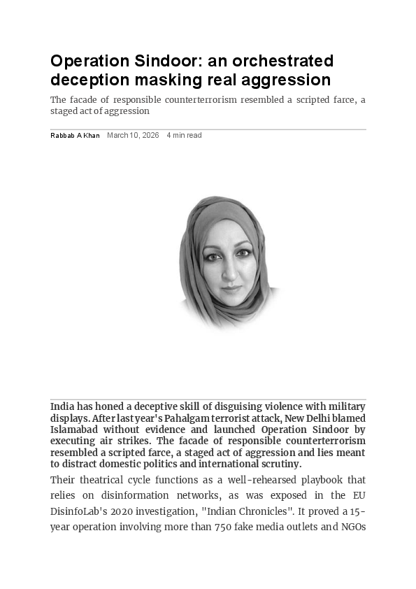 (PDF) Operation Sindoor: an orchestrated deception masking real aggression